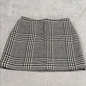 H&M Black and White Tweed Checkered Mini Skirt